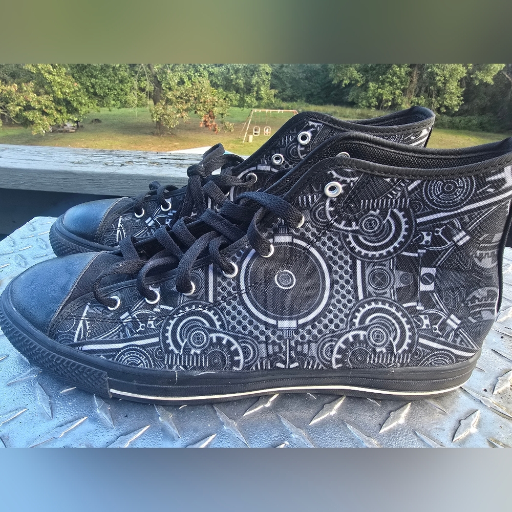 Graphic Black and White High-Top Sneakers